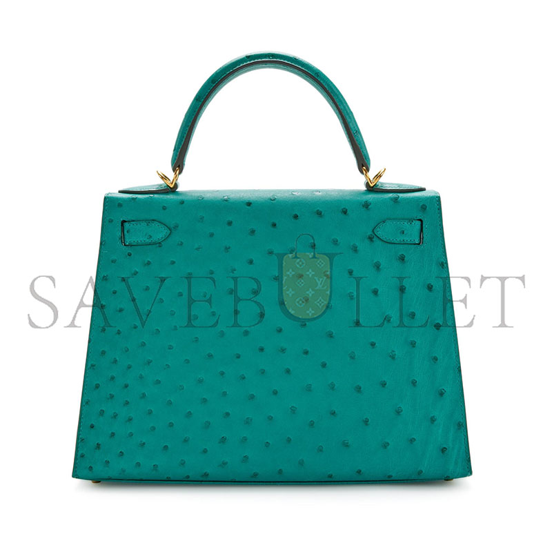 H**mes master vert verone ostrich kelly sellier 25 gold hardware (25*17*7cm)